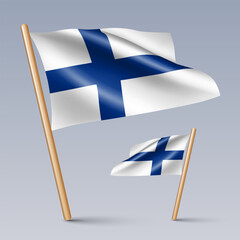 Vector illustration of two 3D-style flag icons of Finland isolated on light background. Created using gradient meshes, EPS 10 vector design elements from world collection