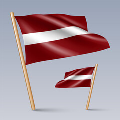 Vector illustration of two 3D-style flag icons of Latvia isolated on light background. Created using gradient meshes, EPS 10 vector design elements from world collection