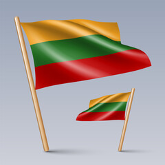 Vector illustration of two 3D-style flag icons of Lithuania isolated on light background. Created using gradient meshes, EPS 10 vector design elements from world collection