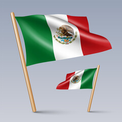 Vector illustration of two 3D-style flag icons of Mexico isolated on light background. Created using gradient meshes, EPS 10 vector design elements from world collection