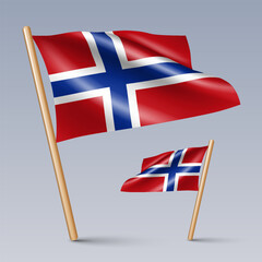 Vector illustration of two 3D-style flag icons of Norway isolated on light background. Created using gradient meshes, EPS 10 vector design elements from world collection