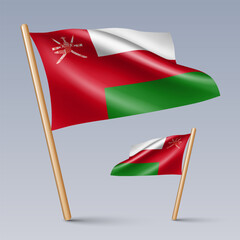 Vector illustration of two 3D-style flag icons of Oman isolated on light background. Created using gradient meshes, EPS 10 vector design elements from world collection