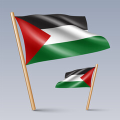 Vector illustration of two 3D-style flag icons of Palestine isolated on light background. Created using gradient meshes, EPS 10 vector design elements from world collection