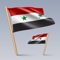 Vector illustration of two 3D-style flag icons of Syria isolated on light background. Created using gradient meshes, EPS 10 vector design elements from world collection