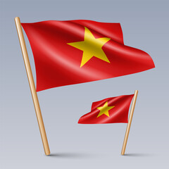 Vector illustration of two 3D-style flag icons of Vietnam isolated on light background. Created using gradient meshes, EPS 10 vector design elements from world collection