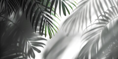 Isolated natural shadow overlay of tropical foliage over a translucent material backdrop. Transparent, hazy leaf shadow for product mockups, backdrops, and presentations on walls