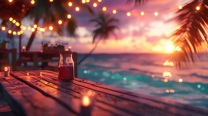 Let the salty breeze caress your skin as you sip on refreshing cocktails and indulge in delectable treats - obrazy, fototapety, plakaty
