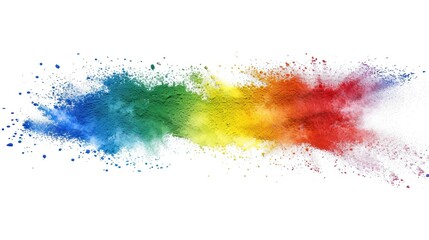 rainbow colored powder explosion on white background,Colorful powder abstract design