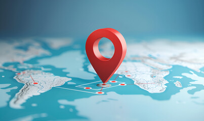 Global gps positioning system concept: pinpoint accuracy on world map | vector illustration  - obrazy, fototapety, plakaty