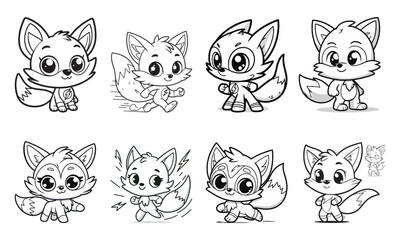 Obraz premium Cute animal cartoon vector illustration black and white for coloring book.