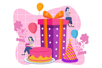 Birthday Celebration Flat Design Illustration