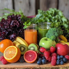 Healty fresh food on table make with AI generate