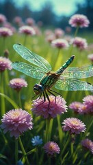 Dragonfly photography  green grass flower