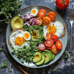 Healty fresh food on table make with AI generate