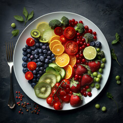 Healty fresh food on table make with AI generate