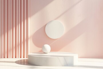 abstract minimal geometric forms. Glossy luxury podium for your design in pastel colors, podium for product presentation