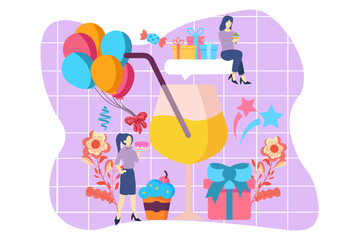 Birthday Celebration Flat Design Illustration
