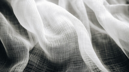 A white fabric with a black background