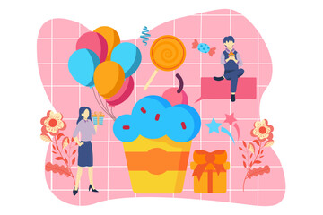 Birthday Celebration Flat Design Illustration