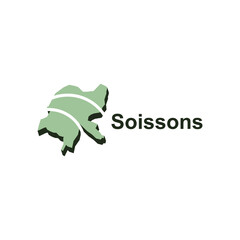 vector map of Soissons design, illustration design template on white background