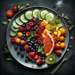 Healty fresh food on table make with AI generate