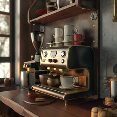coffee maker on the table make with AI generate