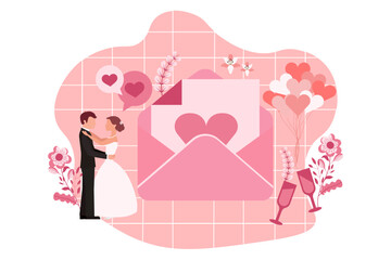 Wedding Party Flat Design Illustration
