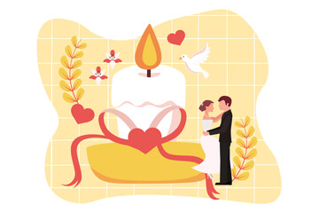 Wedding Party Flat Design Illustration