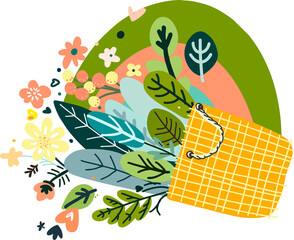 Happy Earth Day. Save the planet. Make every day Earth Day. Compositions on a transparent background on the theme of ecology, care for nature and planet Earth. Fashion design in flat illustration styl