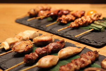 Traditional yakitori chicken stand in Japan