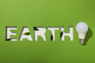 The inscription Earth on a green background