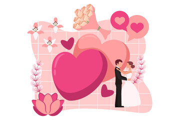 Wedding Party Flat Design Illustration