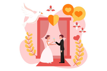 Wedding Party Flat Design Illustration