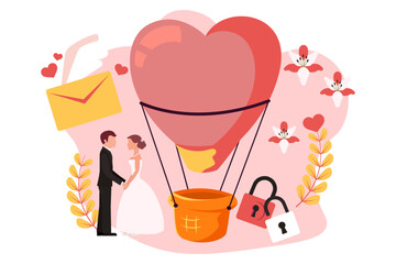 Wedding Party Flat Design Illustration