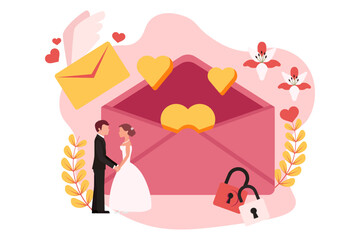 Wedding Party Flat Design Illustration