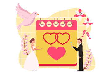 Wedding Party Flat Design Illustration