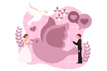 Wedding Party Flat Design Illustration