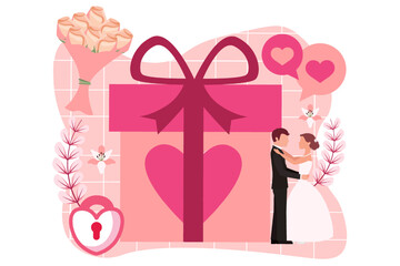 Wedding Party Flat Design Illustration