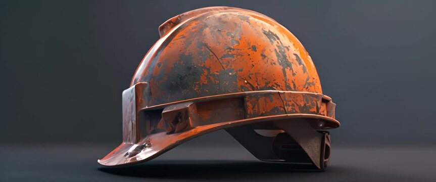 Industrial safety helmet with a visor, detailed texture and durability