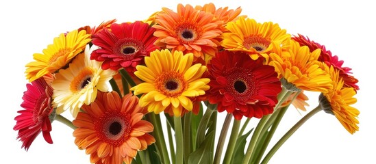 Gerbera daisy bouquet isolated against a white backdrop