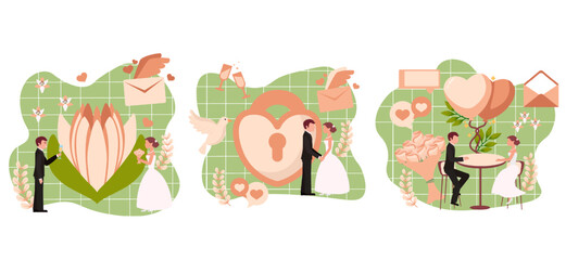 Flat Bundle Wedding Design Illustration