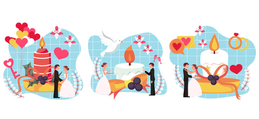 Wedding Flat Bundle Design Illustration
