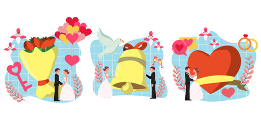 Flat Bundle Wedding Design Illustration