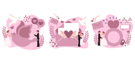 Wedding Flat Bundle Design Illustration