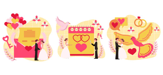 Flat Bundle Wedding Design Illustration