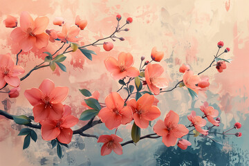 Spring Blossoms: AI-Crafted Floral Elegance on Pastel