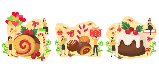 Christmas Celebration Flat Bundle Design Illustration