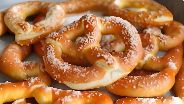 Fresh pretzels close up