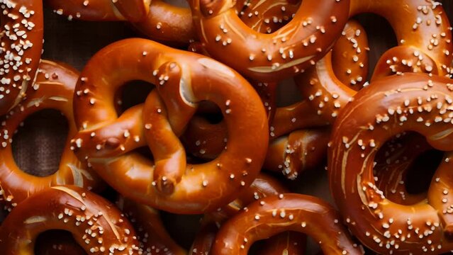 Fresh pretzels close up