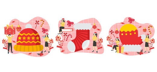 Obraz premium Christmas Celebration Flat Bundle Design Illustration